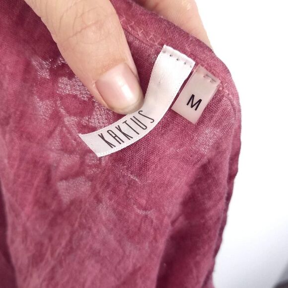 Kaktus Boho Romantic Lace Top With Roll Tab Sleeves Mauve Pink Size Medium - Picture 5 of 5